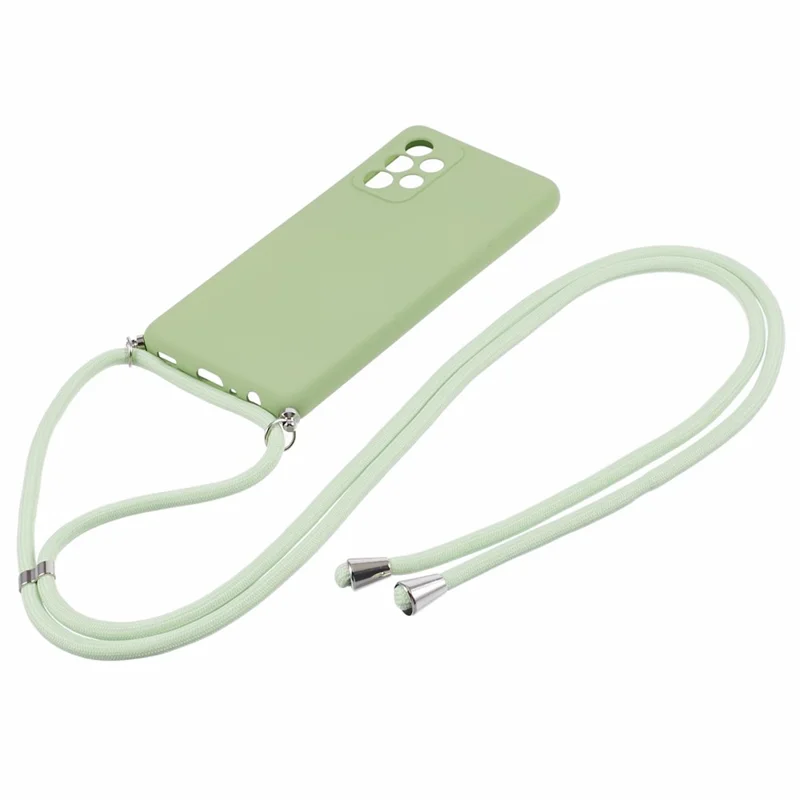 For Samsung Galaxy A52 4G / 5G / A52s 5G Case Precise Cutout TPU Cover with Long Lanyard - Matcha Green