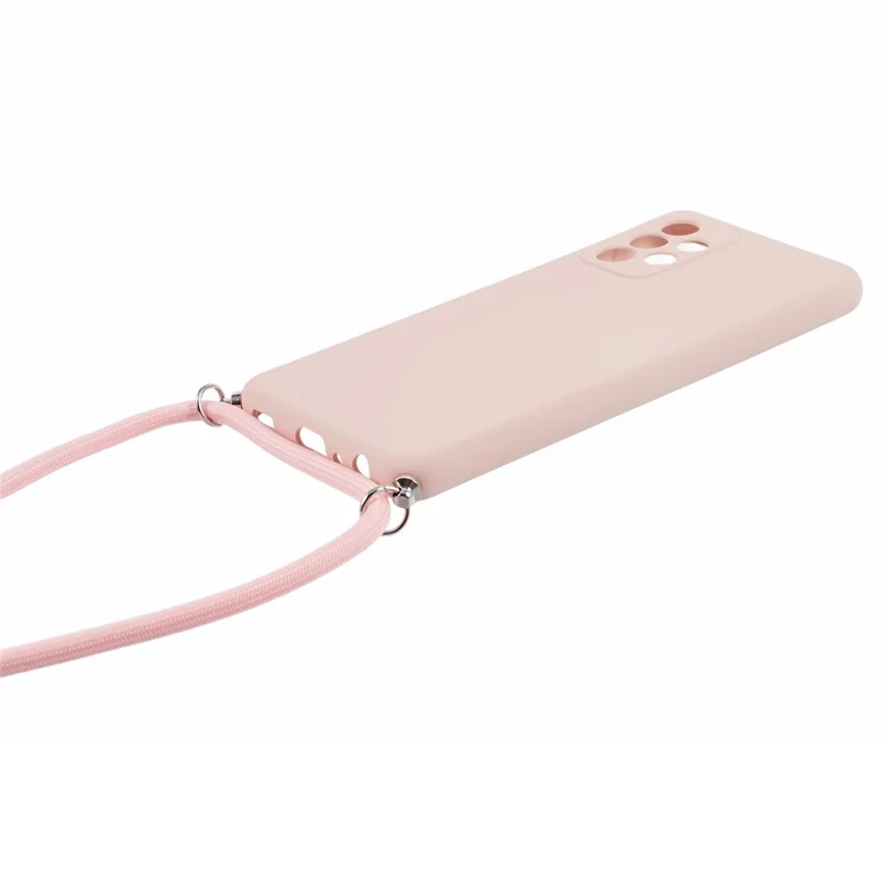 For Samsung Galaxy A52 4G / 5G / A52s 5G Case Precise Cutout TPU Cover with Long Lanyard - Pink