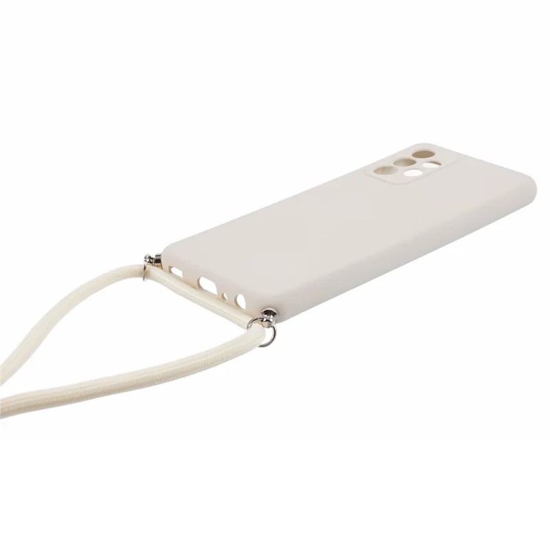 For Samsung Galaxy A23 4G / A23 5G (Global Version) Case Rubberized Phone Cover with Long Lanyard - White