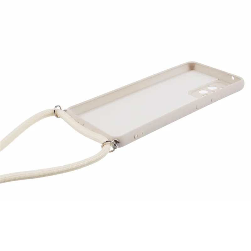 For Samsung Galaxy A23 4G / A23 5G (Global Version) Case Rubberized Phone Cover with Long Lanyard - White