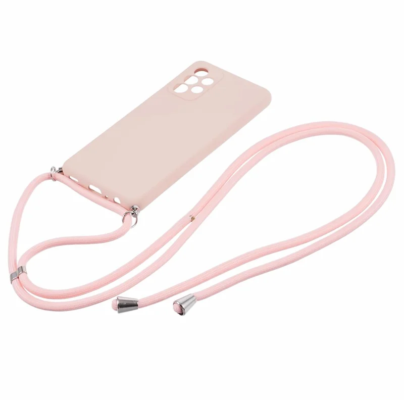 Pour Samsung Galaxy A23 4G / A23 5G (Version mondiale) Étui Housse de protection en caoutchouc avec long tour de cou - Rose