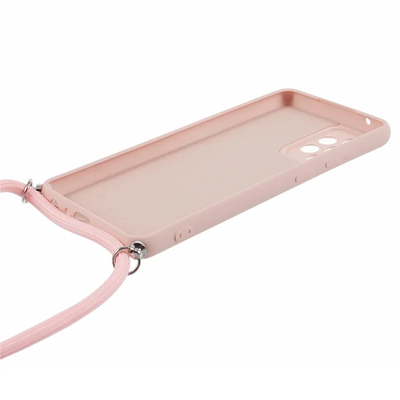 Pour Samsung Galaxy A23 4G / A23 5G (Version mondiale) Étui Housse de protection en caoutchouc avec long tour de cou - Rose