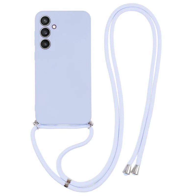 For Samsung Galaxy S23 FE Case Fiber Lining TPU Back Cover with Long Lanyard - Light Purple