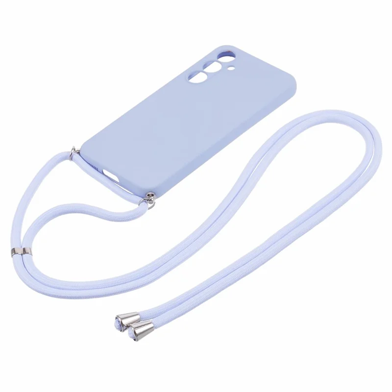 For Samsung Galaxy S23 FE Case Fiber Lining TPU Back Cover with Long Lanyard - Light Purple