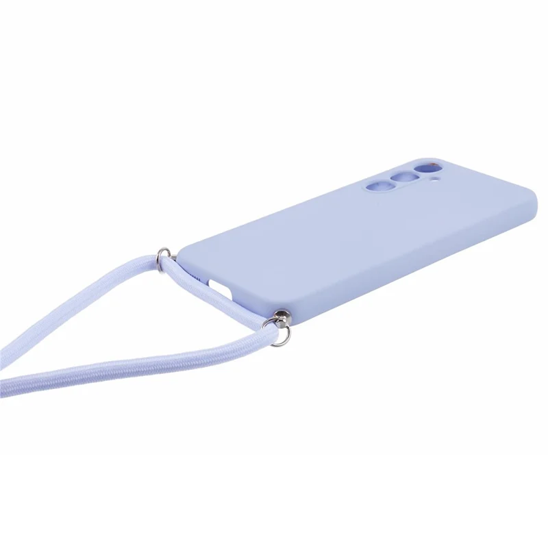 For Samsung Galaxy S23 FE Case Fiber Lining TPU Back Cover with Long Lanyard - Light Purple