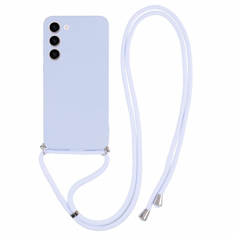 Para Samsung Galaxy S23 TPU Case Funda de teléfono con goma de color lila claro y cordón largo