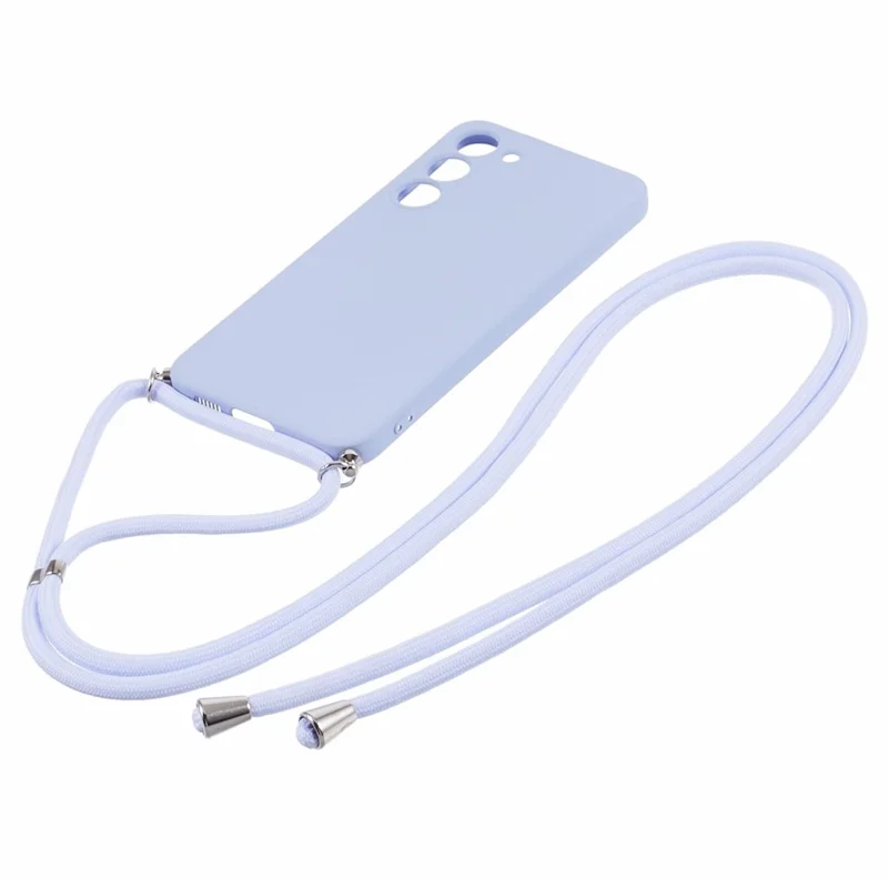 Para Samsung Galaxy S23 TPU Case Funda de teléfono con goma de color lila claro y cordón largo