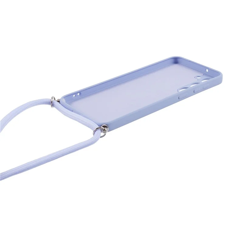 Para Samsung Galaxy S23+ Case TPU Revestido de Borracha com Cordão Longo - Roxo Claro