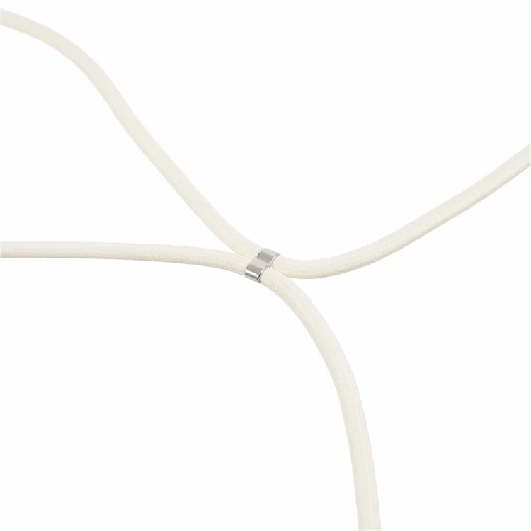 For Samsung Galaxy S21 4G / 5G Case Rubberized Fiber Lining Cover with Long Lanyard - White