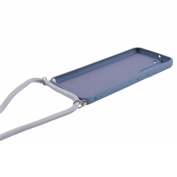 Para Samsung Galaxy S21 FE 5G Capa Capa Telefone TPU Rubberized com Longa Alça - Lavender Grey
