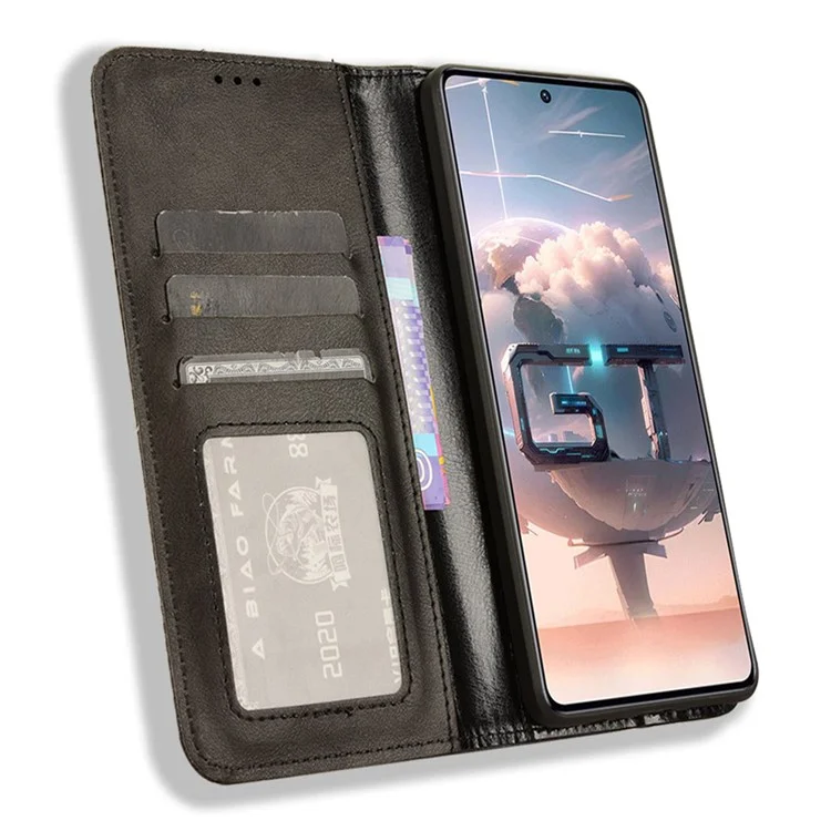 Für Infinix GT 10 Pro 5G X6739 Hülle Magnetischer Verschluss Leder Handyhülle - Schwarz