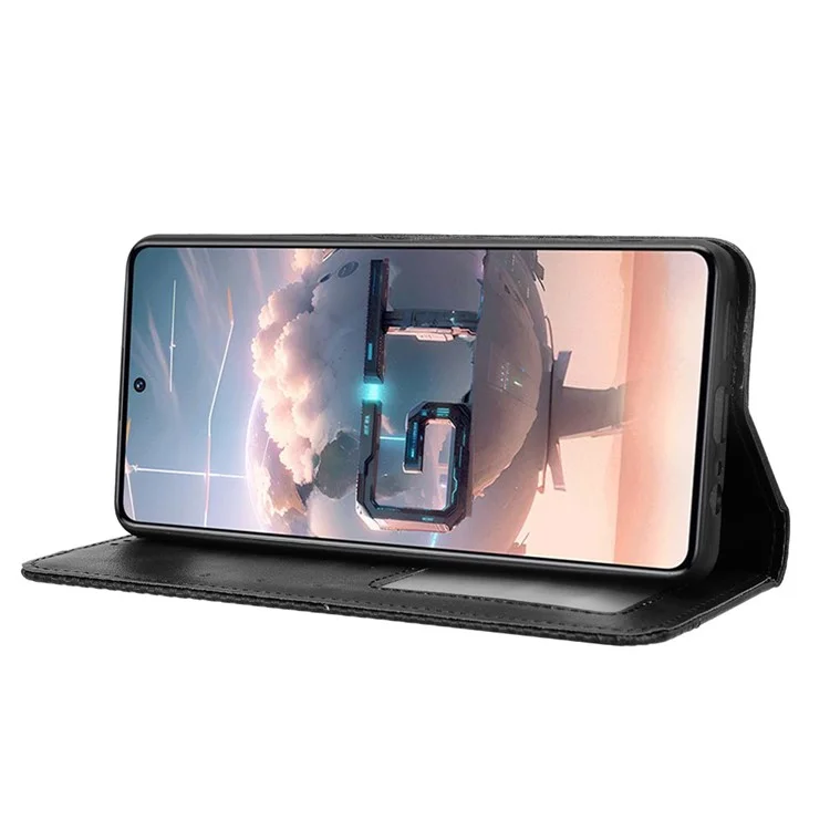 Für Infinix GT 10 Pro 5G X6739 Hülle Magnetischer Verschluss Leder Handyhülle - Schwarz