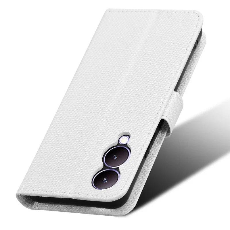 For vivo Y17s 4G / Y28 5G / Y33t (2023) V2317A Leather Case Wallet Phone Protective Phone Cover - White