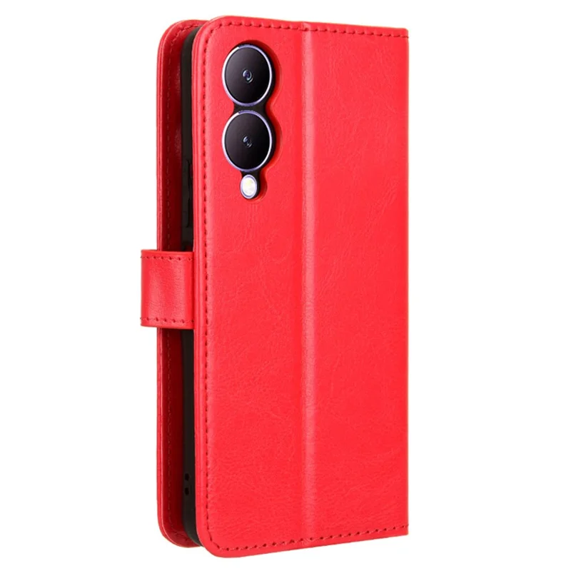 For vivo Y17s 4G / Y28 5G / Y33t (2023) V2317A Case Wallet Stand Phone Leather Cover - Red