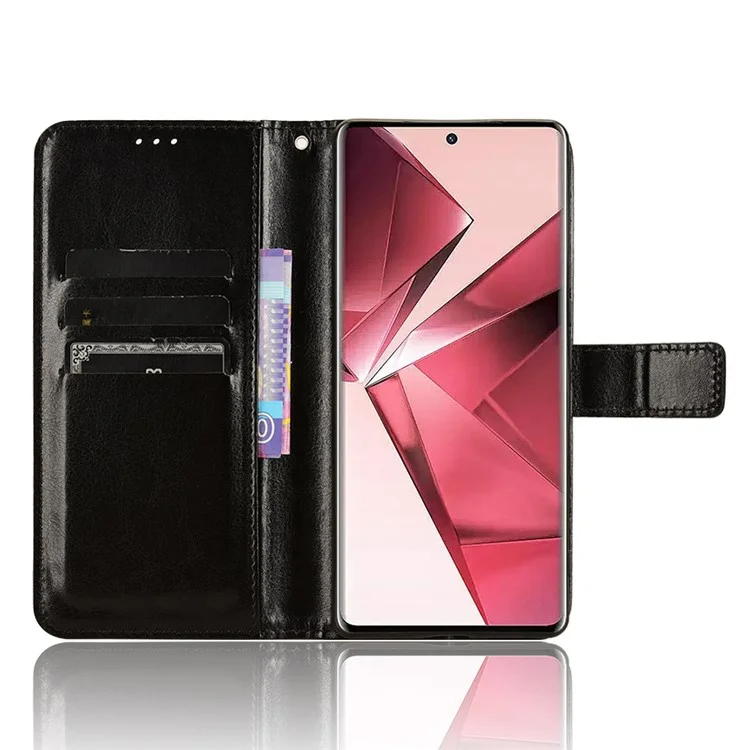 Para el vivo V29e (India) 5G Funda Crazy Horse Texture Wallet Leather Cover - Negro