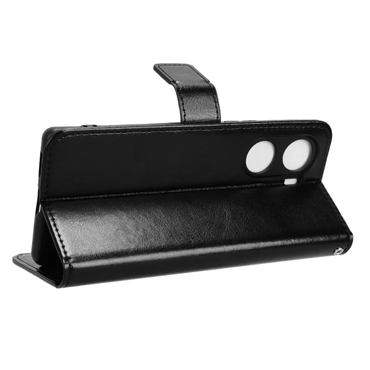 Para el vivo V29e (India) 5G Funda Crazy Horse Texture Wallet Leather Cover - Negro