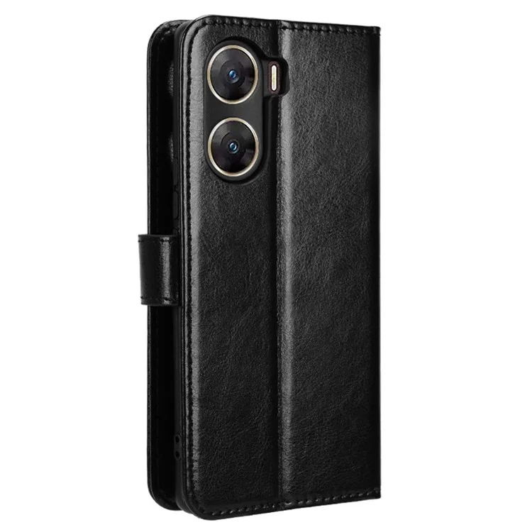 Para el vivo V29e (India) 5G Funda Crazy Horse Texture Wallet Leather Cover - Negro