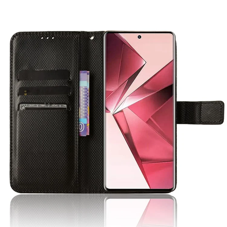 Para vivo V29e (Índia) 5G Case PU Leather Mobile Phone Cover com Carteira - Preto