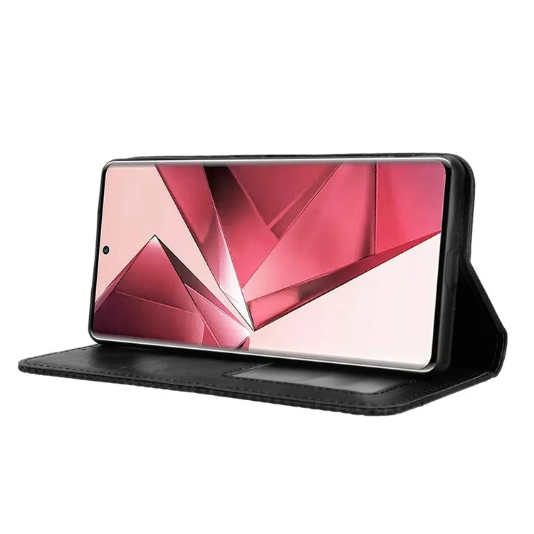 Для вivo V29e (Индия) 5G Чехол-книжка Винтажный чехол из искусственной кожи - Черный