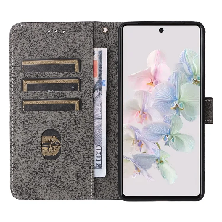 Per Google Pixel 7 5G Case PU Leather RFID Blocking Wallet Cover con Cinturino - Nero