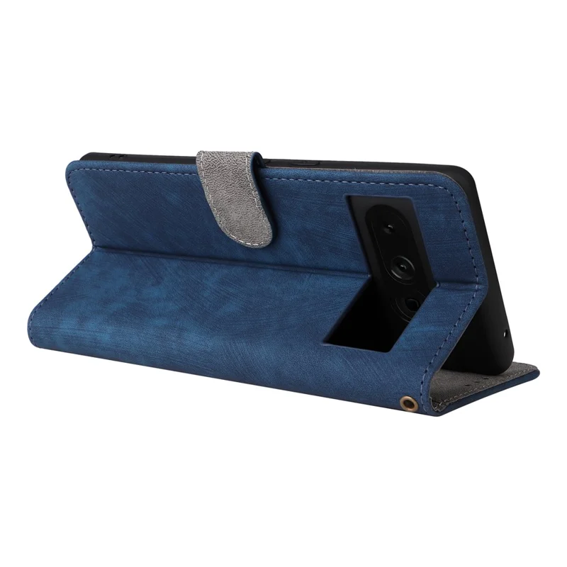 Til Google Pixel 7 Pro 5G Etui med RFID-blokerende Læderdæksel med Snor - Blå