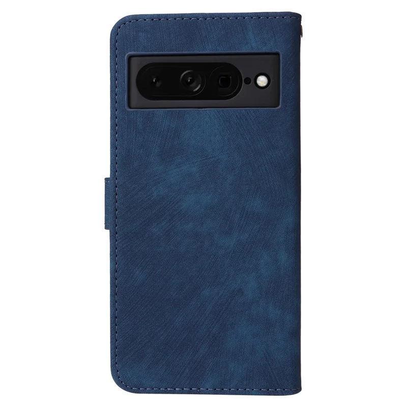 Til Google Pixel 7 Pro 5G Etui med RFID-blokerende Læderdæksel med Snor - Blå