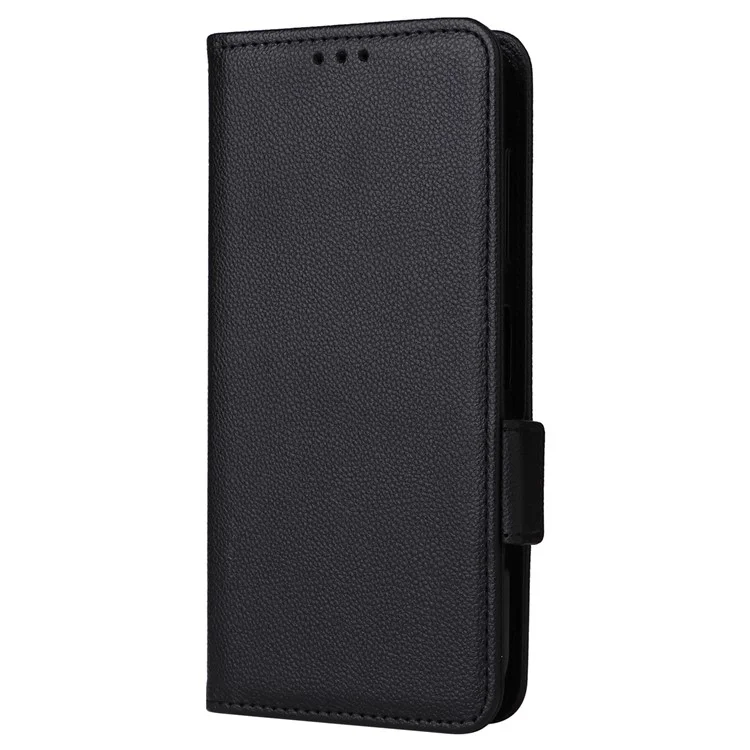 Für Fairphone 5 Case Litchi-Textur PU-Leder Handyhülle mit Gurt - Schwarz