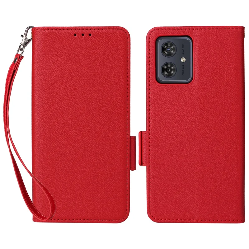 For Motorola Moto G54 5G / G54 Power 5G / G64 5G / G64y 5G Case Wallet Stand Phone Cover with Strap - Red