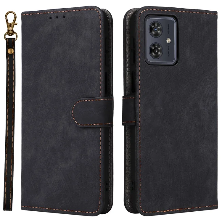 Für Motorola Moto G54 5G / G54 Power 5G / G64 5G / G64y 5G Case RFID-blockierendes Wallet-Handyhülle mit Riemen - Schwarz
