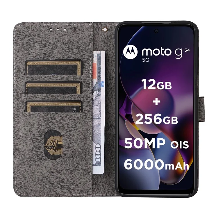 Für Motorola Moto G54 5G / G54 Power 5G / G64 5G / G64y 5G Case RFID-blockierendes Wallet-Handyhülle mit Riemen - Schwarz