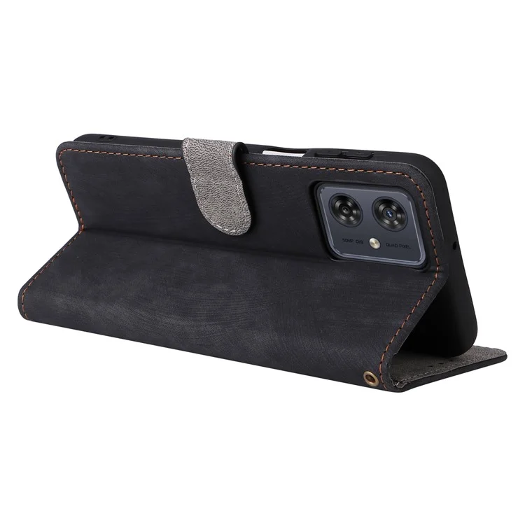 Für Motorola Moto G54 5G / G54 Power 5G / G64 5G / G64y 5G Case RFID-blockierendes Wallet-Handyhülle mit Riemen - Schwarz