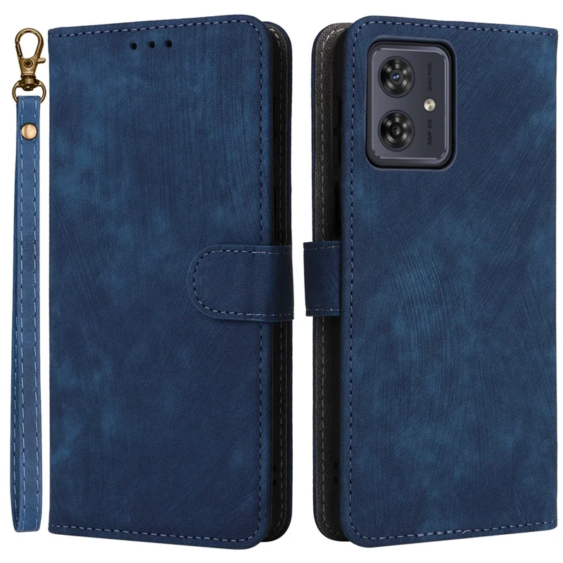 For Motorola Moto G54 5G / G54 Power 5G / G64 5G / G64y 5G Case RFID Blocking Wallet Phone Cover with Strap - Blue