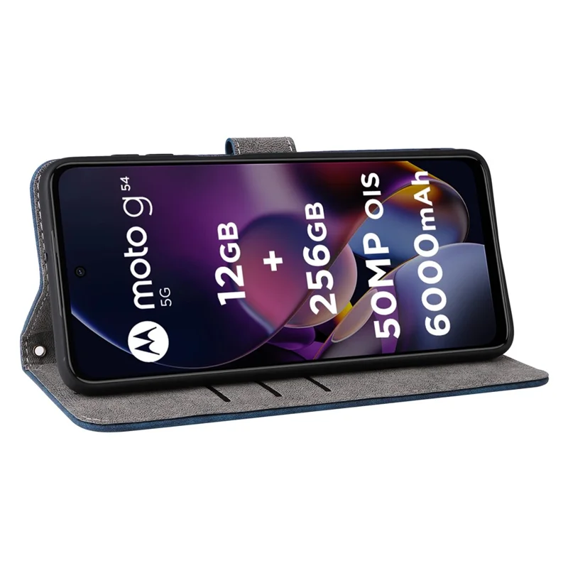 For Motorola Moto G54 5G / G54 Power 5G / G64 5G / G64y 5G Case RFID Blocking Wallet Phone Cover with Strap - Blue