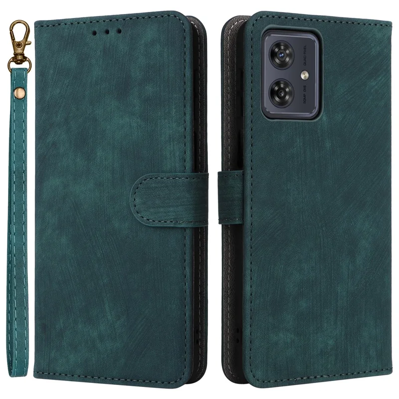 For Motorola Moto G54 5G / G54 Power 5G / G64 5G / G64y 5G Case RFID Blocking Wallet Phone Cover with Strap - Green