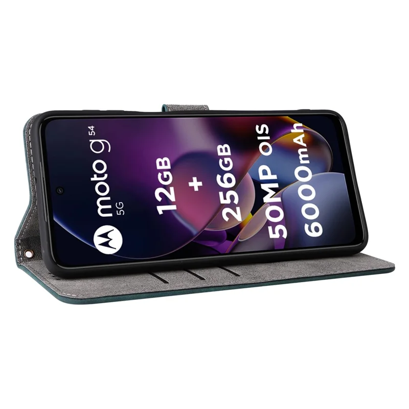 For Motorola Moto G54 5G / G54 Power 5G / G64 5G / G64y 5G Case RFID Blocking Wallet Phone Cover with Strap - Green