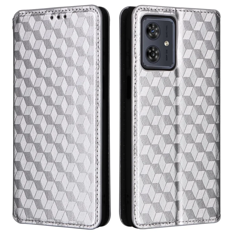 For Motorola Moto G54 5G / G54 Power 5G / G64 5G Case Wallet Magnetic Closing Phone Cover - Silver