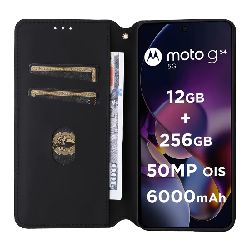 For Motorola Moto G54 5G / G54 Power 5G / G64 5G Case Wallet Magnetic Closing Phone Cover - Silver