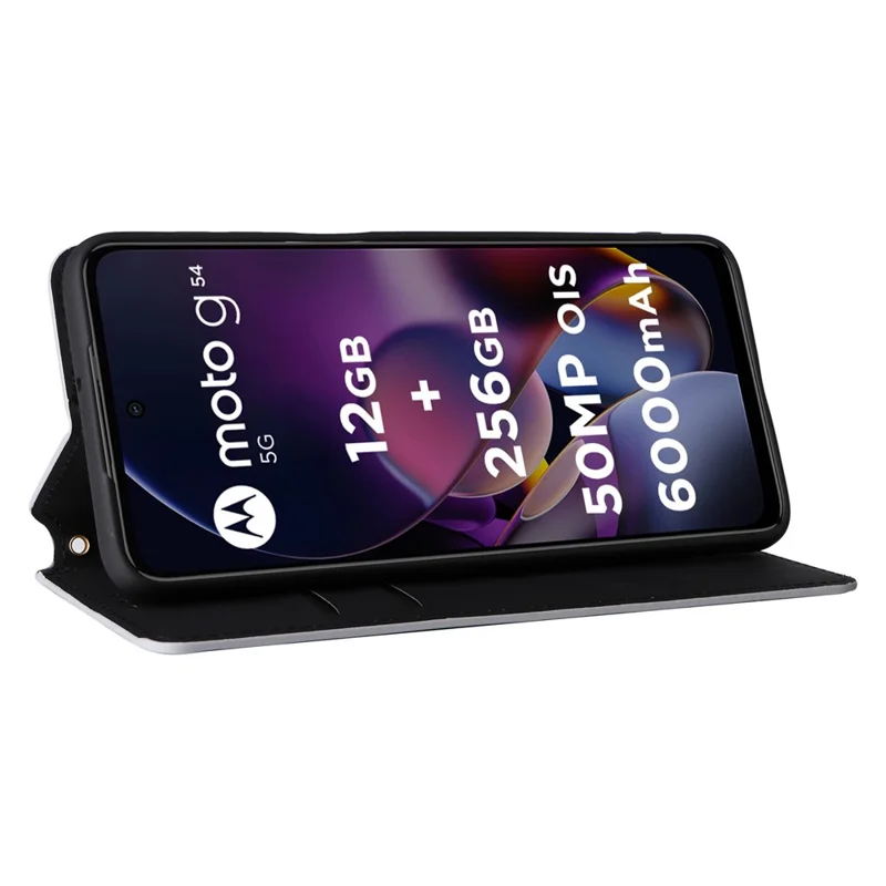 For Motorola Moto G54 5G / G54 Power 5G / G64 5G Case Wallet Magnetic Closing Phone Cover - Silver