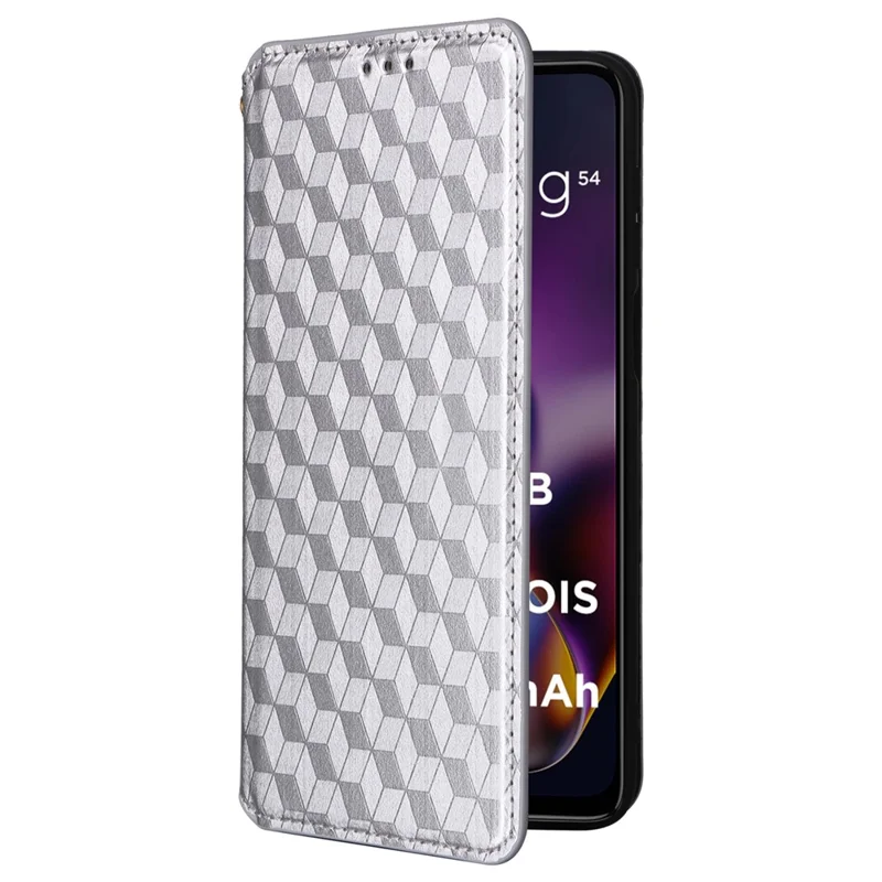 For Motorola Moto G54 5G / G54 Power 5G / G64 5G Case Wallet Magnetic Closing Phone Cover - Silver