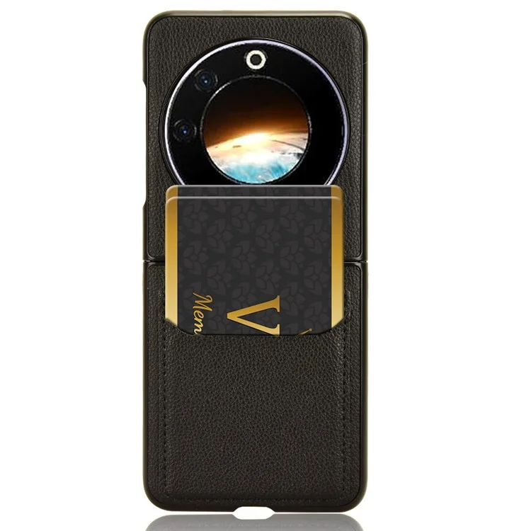 Pour TECNO Phantom V Étui Flip Case PU Cuir + PC Housse de téléphone avec porte-carte - Noir