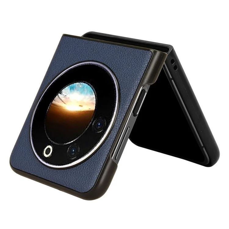 For TECNO Phantom V Flip Case PU Leather+PC Phone Cover with Card Holder - Blue
