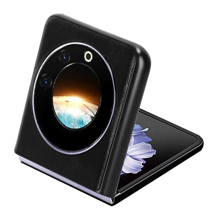 Чехол-раскладушка для TECNO Phantom V, кожаный с текстурой под кожу, чехол из ПК-пластика - черный
