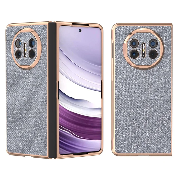 For Huawei Mate X5 Case Rhinestone Texture Leather+ PC Electroplating Phone Cover - Black