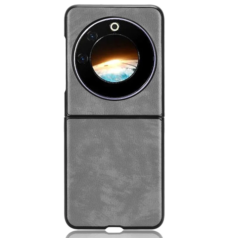 For TECNO Phantom V Flip Case Anti-Scratch PU Leather+PC Litchi Texture Phone Cover - Grey