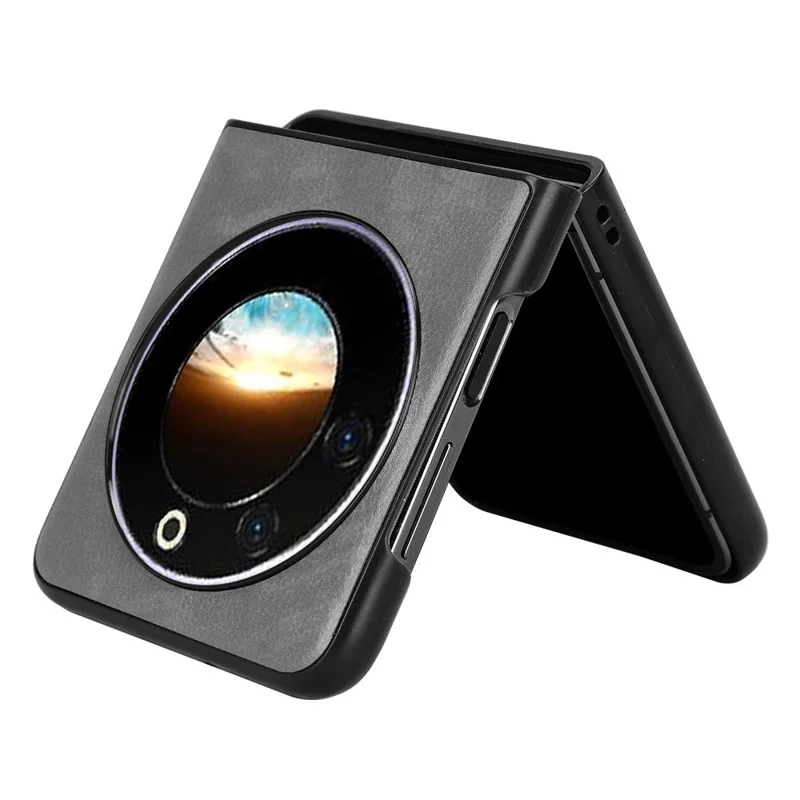 For TECNO Phantom V Flip Case Anti-Scratch PU Leather+PC Litchi Texture Phone Cover - Grey