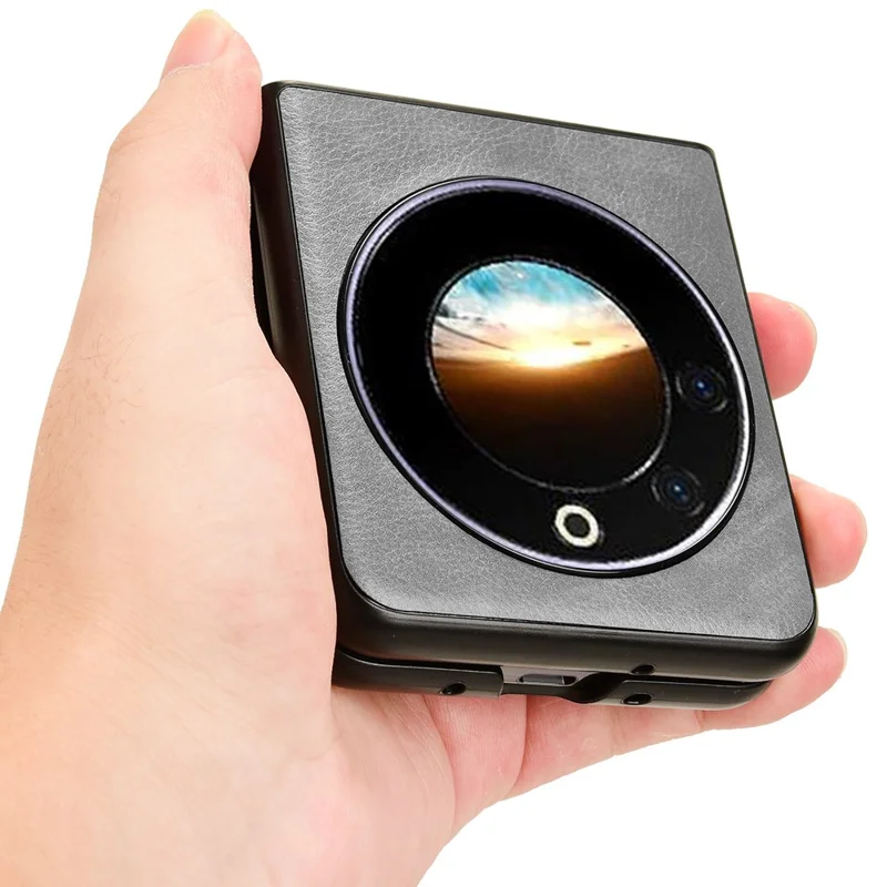 For TECNO Phantom V Flip Case Anti-Scratch PU Leather+PC Litchi Texture Phone Cover - Grey