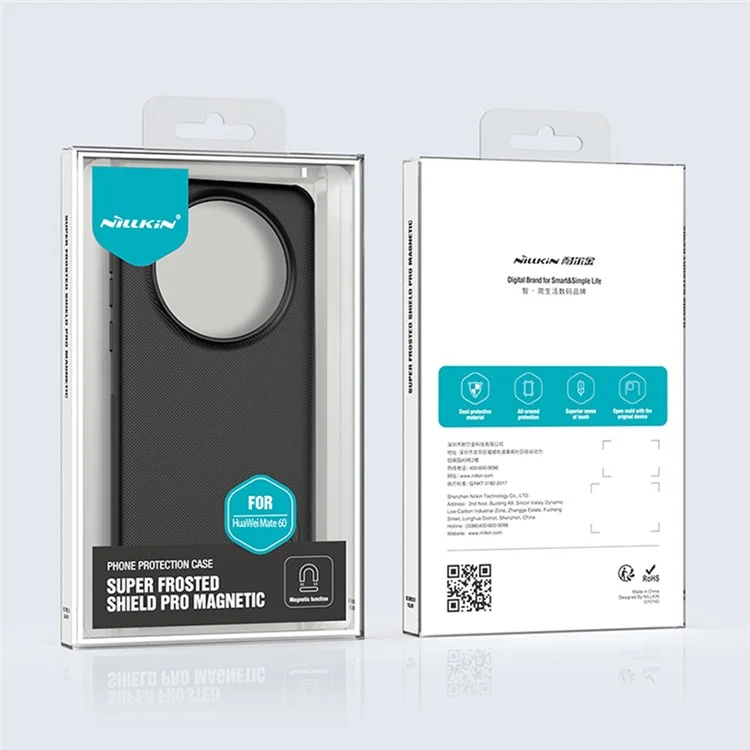 NILLKIN Frosted Shield Pro para Funda de Huawei Mate 60 Caso PC+TPU Magnético Cubierta del Teléfono - Negro