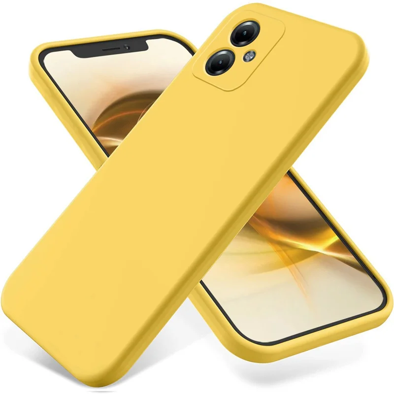 For Motorola Moto G54 5G Case Liquid Silicone Phone Shell Anti-Scratch Phone Cover with Strap - Yellow