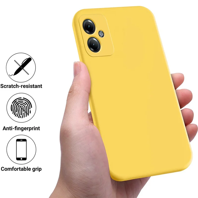 For Motorola Moto G54 5G Case Liquid Silicone Phone Shell Anti-Scratch Phone Cover with Strap - Yellow