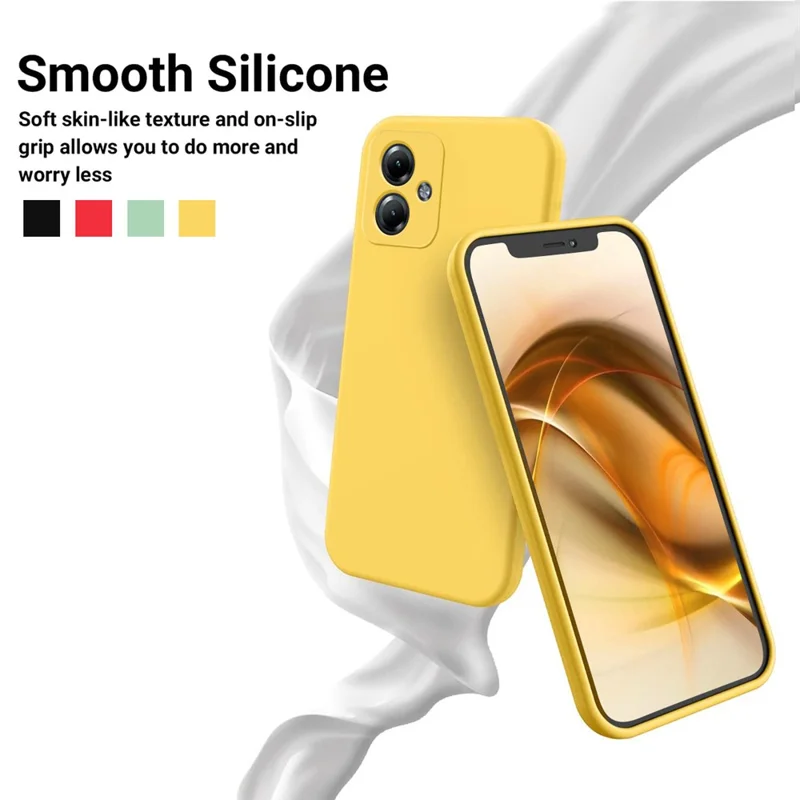For Motorola Moto G54 5G Case Liquid Silicone Phone Shell Anti-Scratch Phone Cover with Strap - Yellow